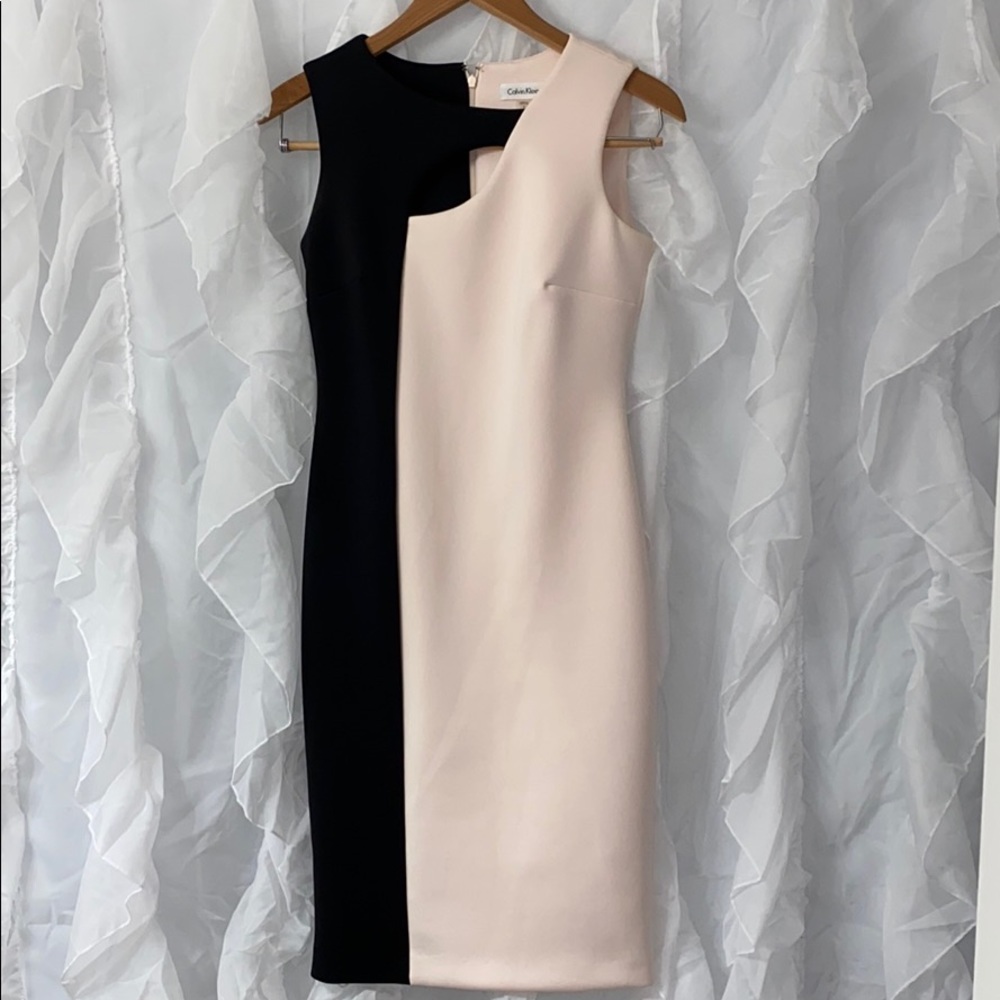 Calvin Klein light pink/black knee length dress